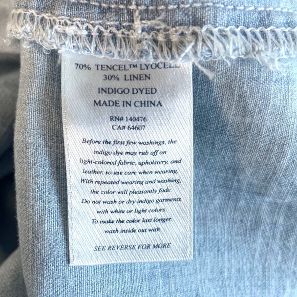 Faherty Tried & True Chambray Oakley Dress Arctic Sea Wash Women’s Size Large - Picture 5 of 8